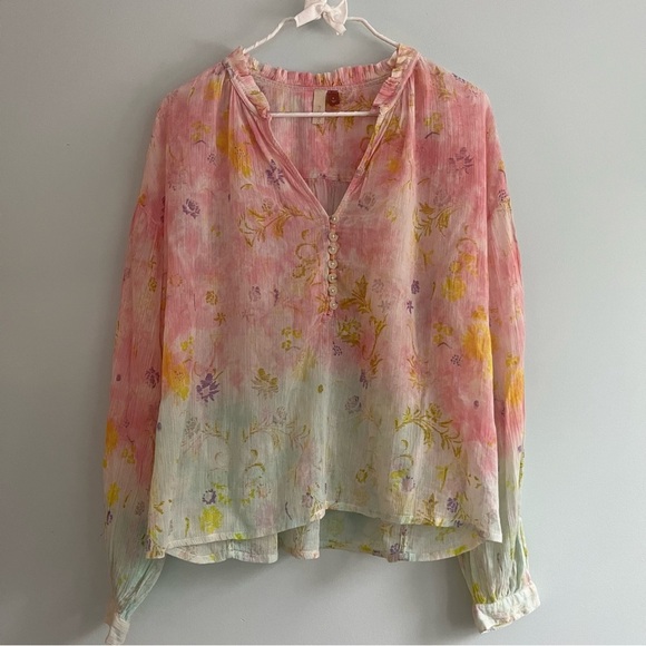 Anthroplogie X Pilcro Tavi Pink Pastel Floral Lightweight Blouse Small - Picture 5 of 16